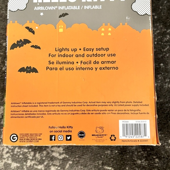 Hello Kitty Halloween Inflatable Black And White Skeleton Rare - Picture 2 of 4